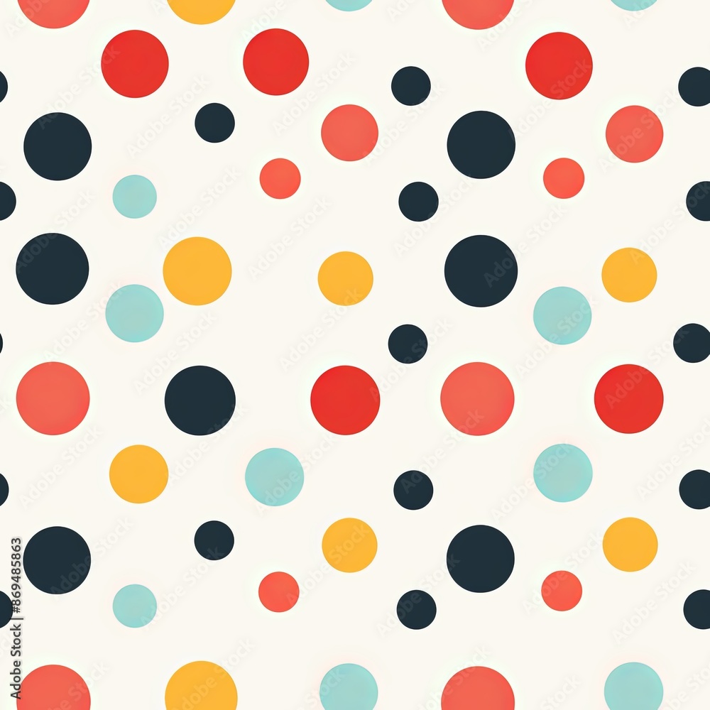 A classic polka dot pattern with evenly spaced dots in varying sizes and colors, creating a timeless and seamless design for fabrics A classic polka dot pattern with evenly spaced dots in varying sizes and colors, creating a timeless and seamless design for fabrics