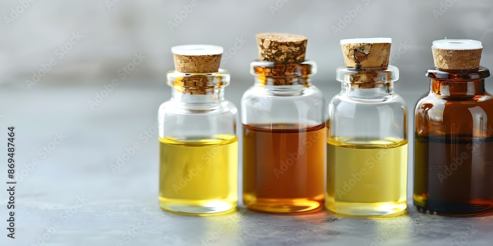 Organic Essential Oils in Glass Bottles with Herbal Extracts for Aromatherapy. Concept Organic Oils, Glass Bottles, Herbal Extracts, Aromatherapy Organic Essential Oils in Glass Bottles with Herbal Extracts for Aromatherapy. Concept Organic Oils, Glass Bottles, Herbal Extracts, Aromatherapy