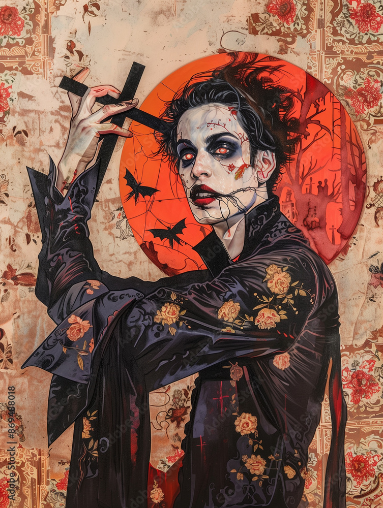 Fototapeta premium voodoo vampire surrealism painting - generative ai