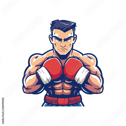 Athlete boxing in gloves