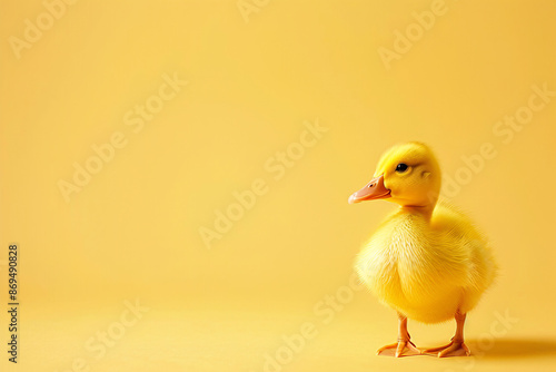 little funny duck on yellow background