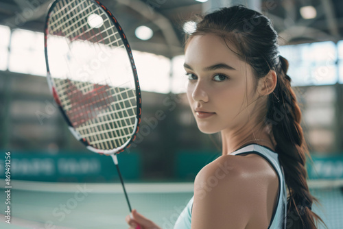 beautiful woman badminton player