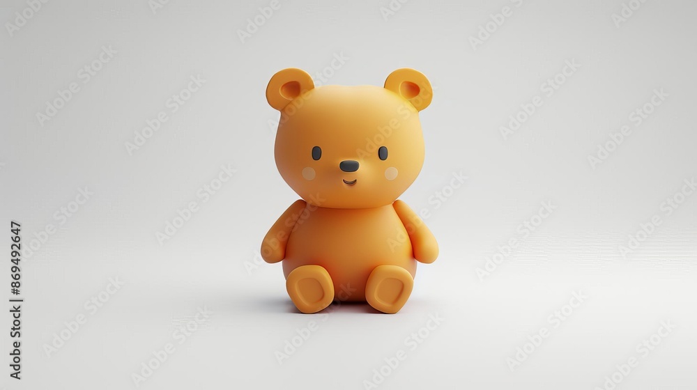 Cute plasticine bear, 3D model, white background, cozy style Cute plasticine bear, 3D model, white background, cozy style