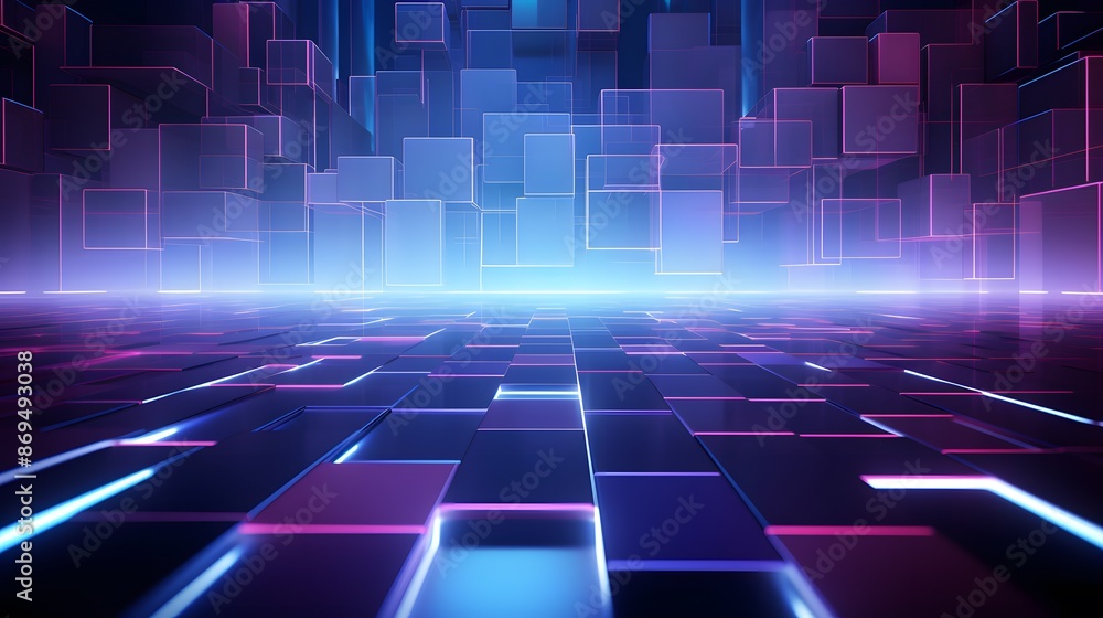 3d rendering of purple and blue abstract geometric background. Scene for advertising, technology, showcase, banner, game, sport, cosmetic, business, metaverse. Sci-Fi Illustration. Product display 3d rendering of purple and blue abstract geometric background. Scene for advertising, technology, showcase, banner, game, sport, cosmetic, business, metaverse. Sci-Fi Illustration. Product display