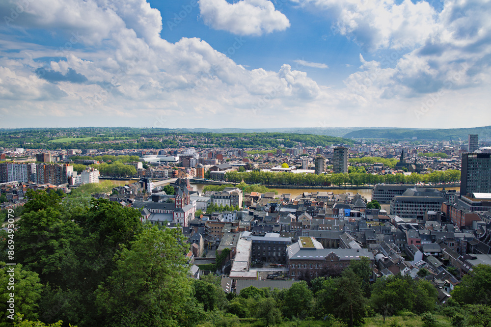 Obraz premium Aerial view of Cityscape of Liege from the citadel