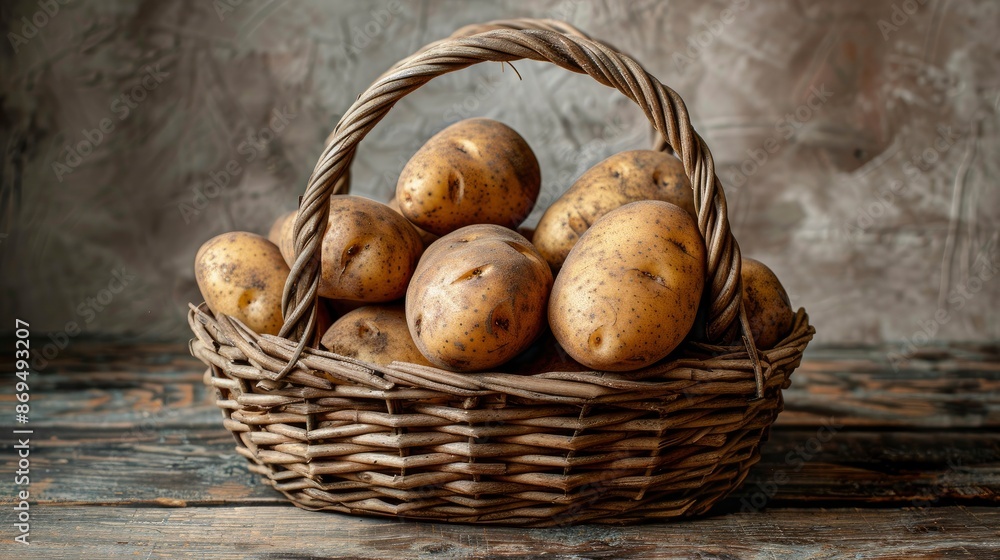Photo Of A Group Of Potatoes In A Food Basket, Ready To Be Used As Ingredients Photo Of A Group Of Potatoes In A Food Basket, Ready To Be Used As Ingredients