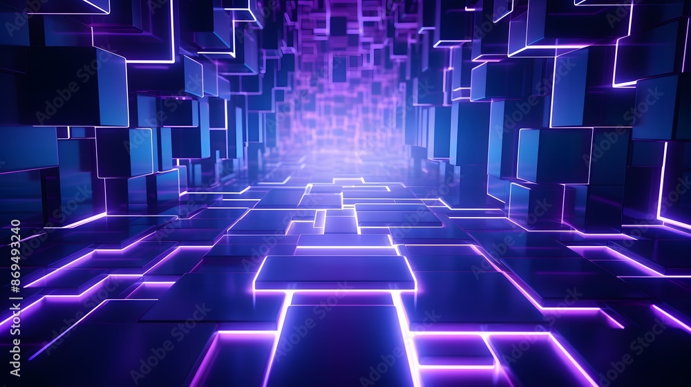 3d rendering of purple and blue abstract geometric background. Scene for advertising, technology, showcase, banner, game, sport, cosmetic, business, metaverse. Sci-Fi Illustration. Product display 3d rendering of purple and blue abstract geometric background. Scene for advertising, technology, showcase, banner, game, sport, cosmetic, business, metaverse. Sci-Fi Illustration. Product display
