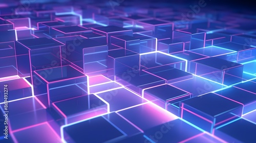 3d rendering of purple and blue abstract geometric background. Scene for advertising, technology, showcase, banner, game, sport, cosmetic, business, metaverse. Sci-Fi Illustration. Product display