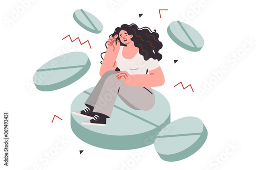 Woman is on antidepressant pills that cause addiction and problems with perception