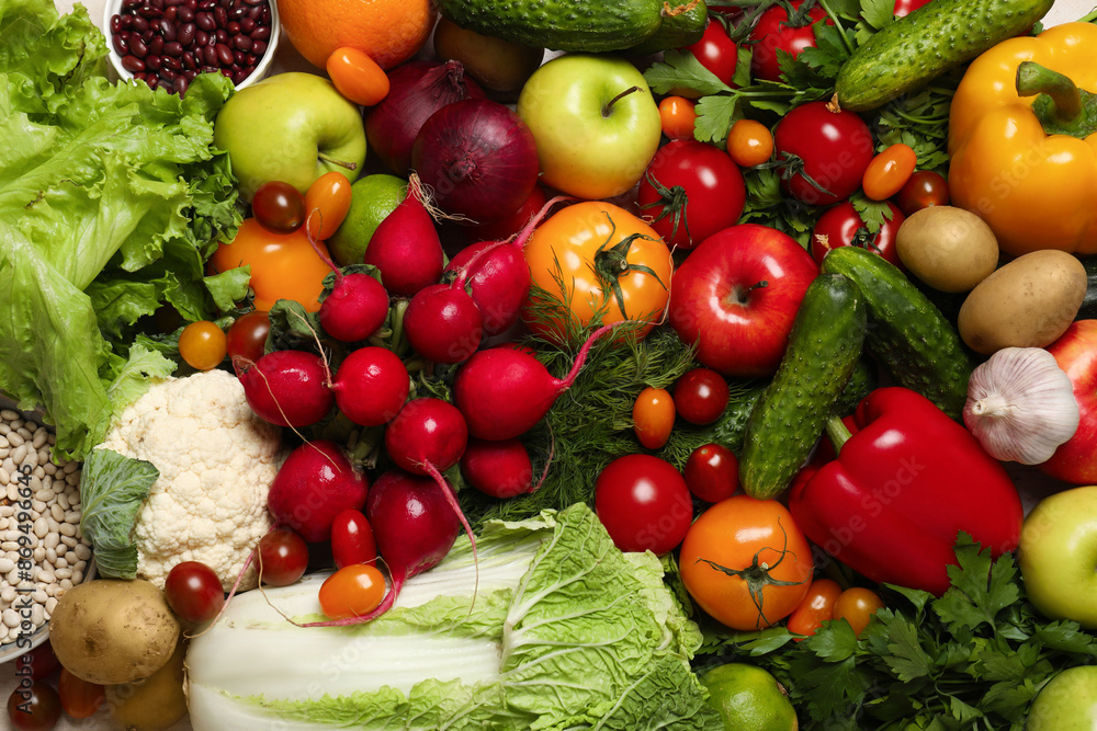 Different vegetarian products as background, top view Different vegetarian products as background, top view