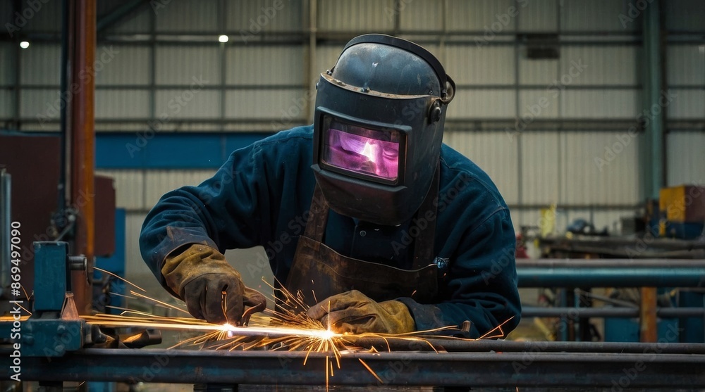 Welder working at the factory Welder working at the factory