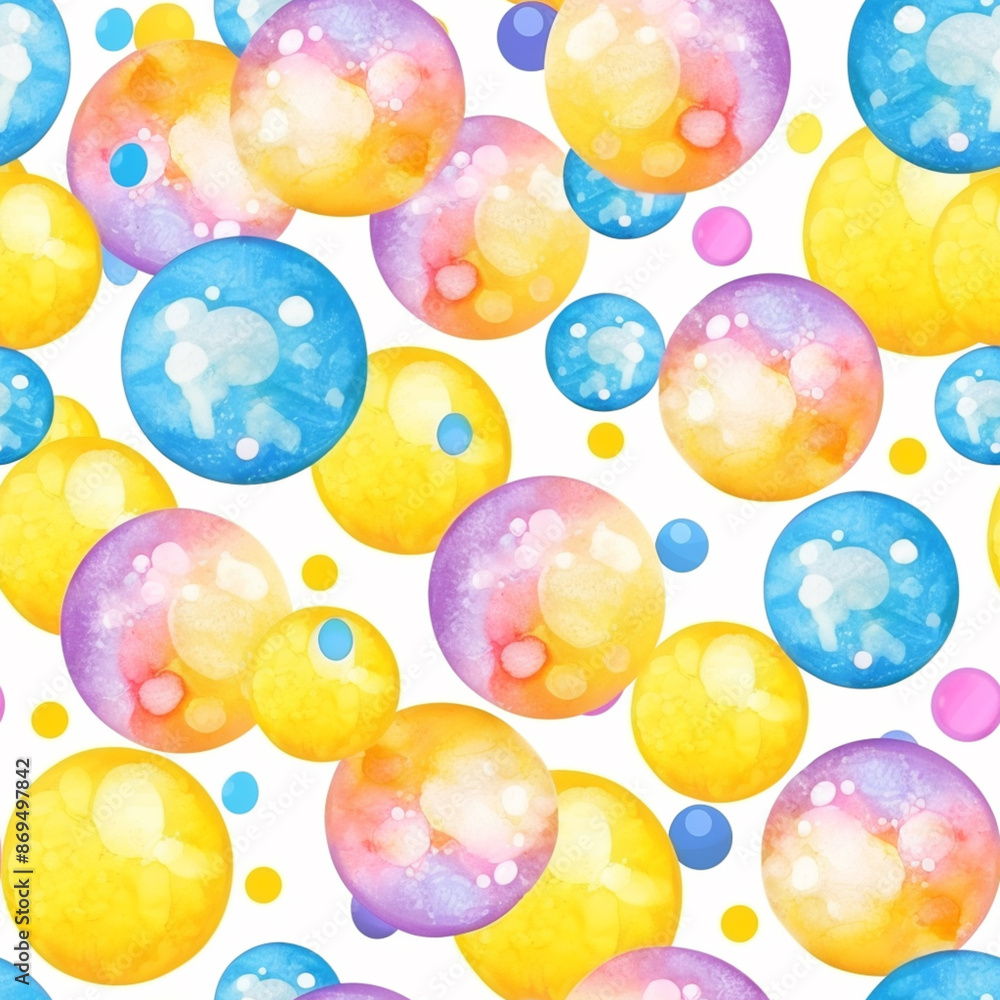 Colourful seamless pattern with watercolour dots.