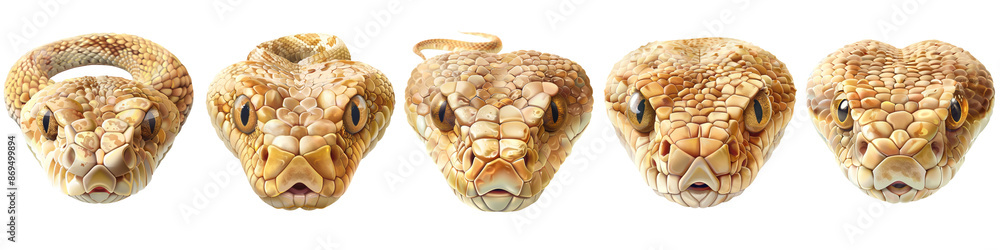 set of a detailed scales of a snake, head front view, photo on ...