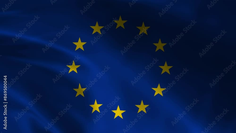 4k Highly Detailed National Flag Of European Union - Wavy European Union Flag. Close-up front view. 4k Highly Detailed National Flag Of European Union - Wavy European Union Flag. Close-up front view.