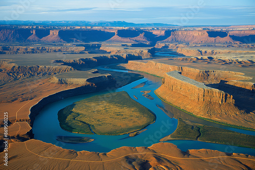 Ariel view of river among the mountain, View into the Grand Canyon sind Colorado River photo