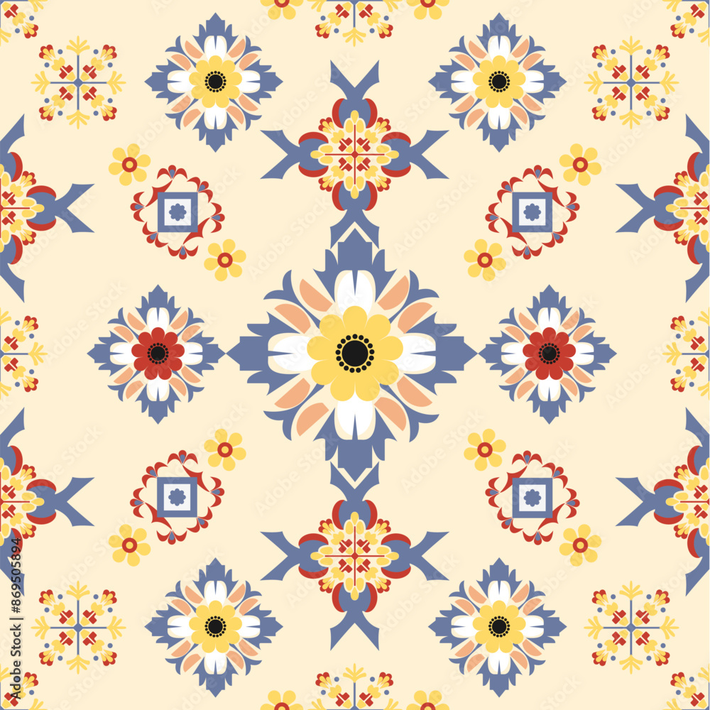seamless pattern native asia fabric a flower and geometry style seamless pattern native asia fabric a flower and geometry style