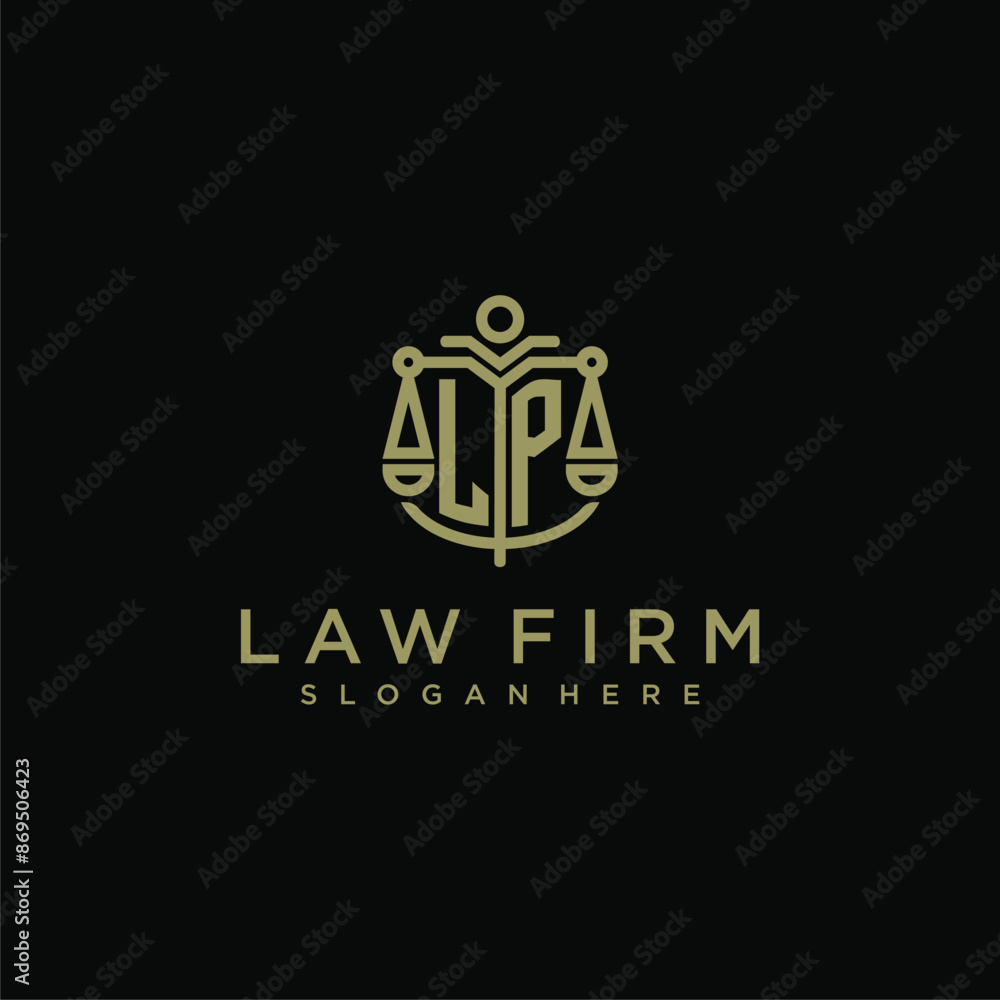 LP initial monogram logo for lawfirm with scale vector design LP initial monogram logo for lawfirm with scale vector design