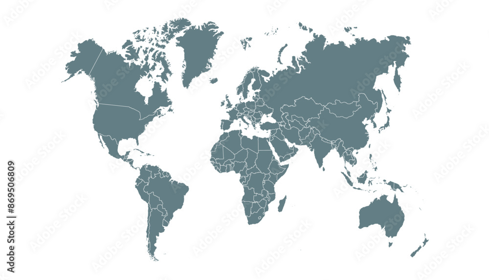 Obraz premium World map. Grey modern vector map. Silhouette map.