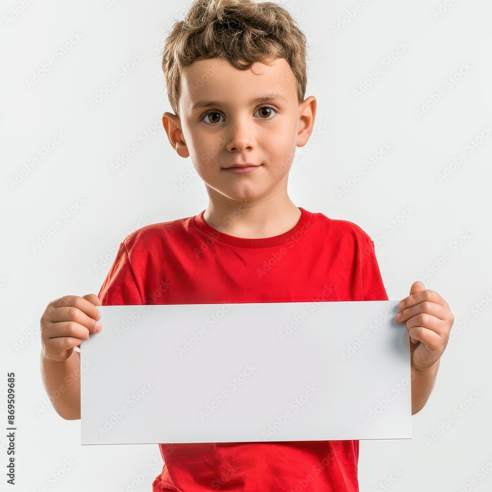 cute little professional soccer player standing and hand holds a white acrylic sheet, looking directly at the camera with an attentive expression isolated on white background cute little professional soccer player standing and hand holds a white acrylic sheet, looking directly at the camera with an attentive expression isolated on white background