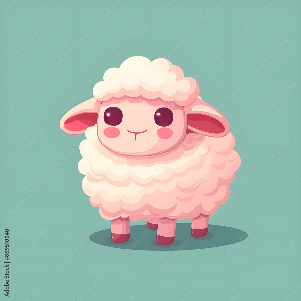 Clean and minimalistic sheep illustration on green background Clean and minimalistic sheep illustration on green background