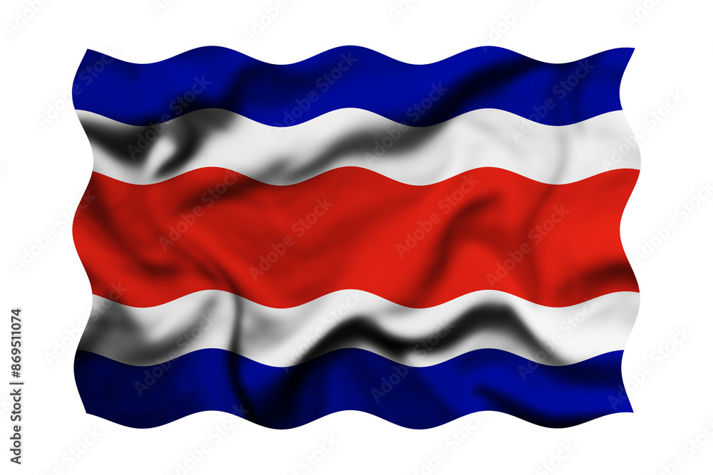 Waving the flag of the Republic of Costa Rica on a transparent background. 3d rendering. Clipping Path Included Waving the flag of the Republic of Costa Rica on a transparent background. 3d rendering. Clipping Path Included