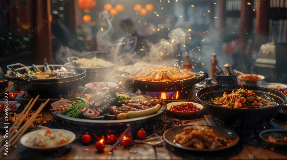 Preparing Food For A Chinese New Year Meal, A Scene Of Celebration Preparing Food For A Chinese New Year Meal, A Scene Of Celebration