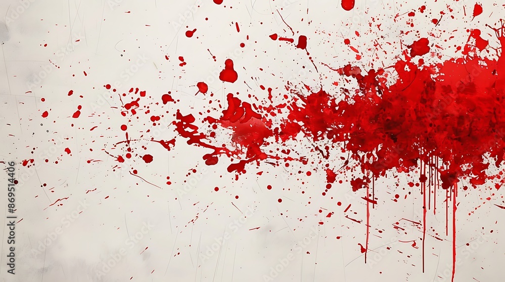 Ruby red paint splatters arranged in an orderly fashion, adding visual interest to a blank white canvas. Ruby red paint splatters arranged in an orderly fashion, adding visual interest to a blank white canvas.