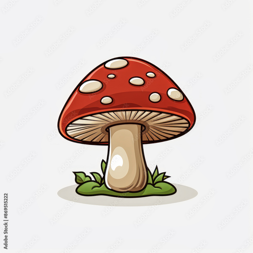 Cute cartoon mushroom with orange cap and white spots Cute cartoon mushroom with orange cap and white spots
