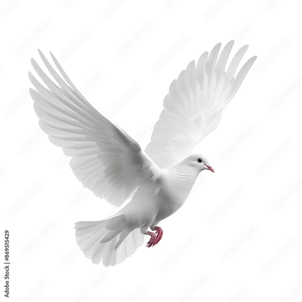 Fototapeta premium White dove in flight isolated.