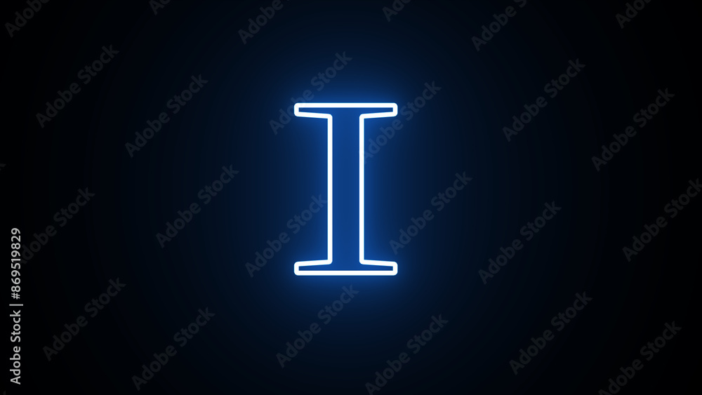 i-Created by light alphabet. letter I with neon lights against black background. i-Created by light alphabet. letter I with neon lights against black background.