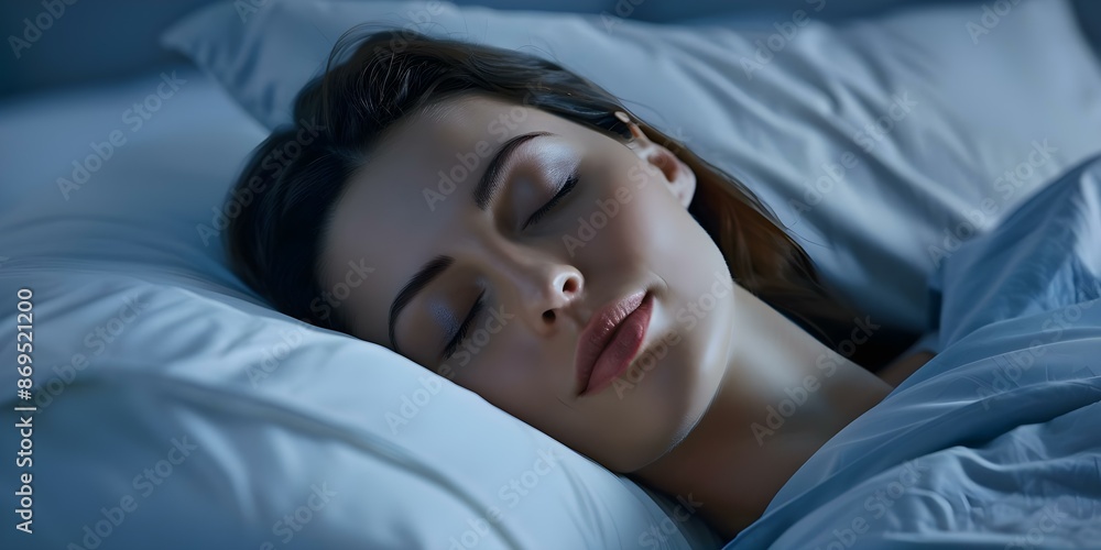 Promoting good sleep hygiene Young Caucasian woman sleeping in bed at night. Concept Sleep Hygiene, Young Woman, Caucasian, Bedtime, Health and Wellness Promoting good sleep hygiene Young Caucasian woman sleeping in bed at night. Concept Sleep Hygiene, Young Woman, Caucasian, Bedtime, Health and Wellness