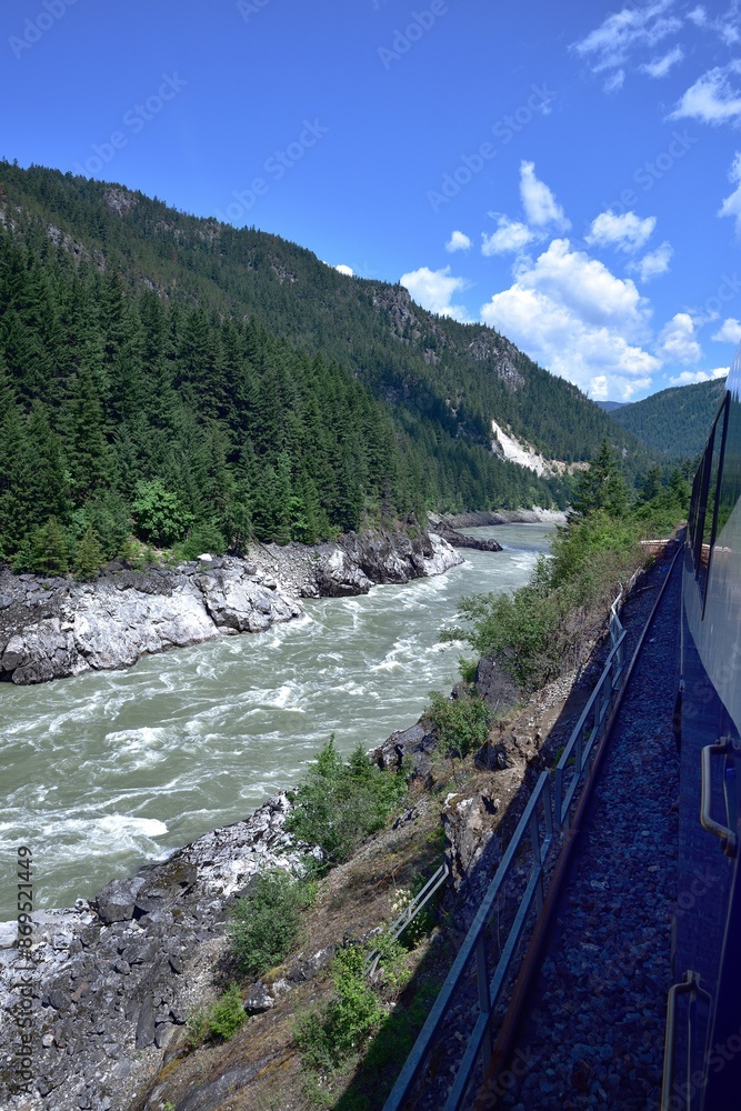 Fototapeta premium The train above the Fraser river at Hell's Gate
