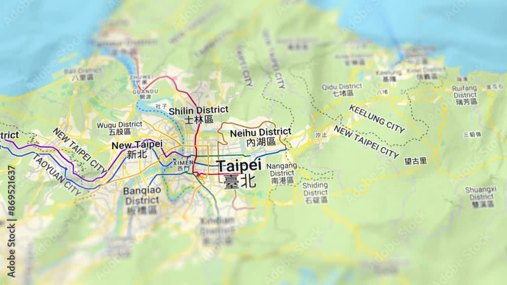 Taipei Capital of Taiwan Paper Map, Slider Shot Taipei Capital of Taiwan Paper Map, Slider Shot