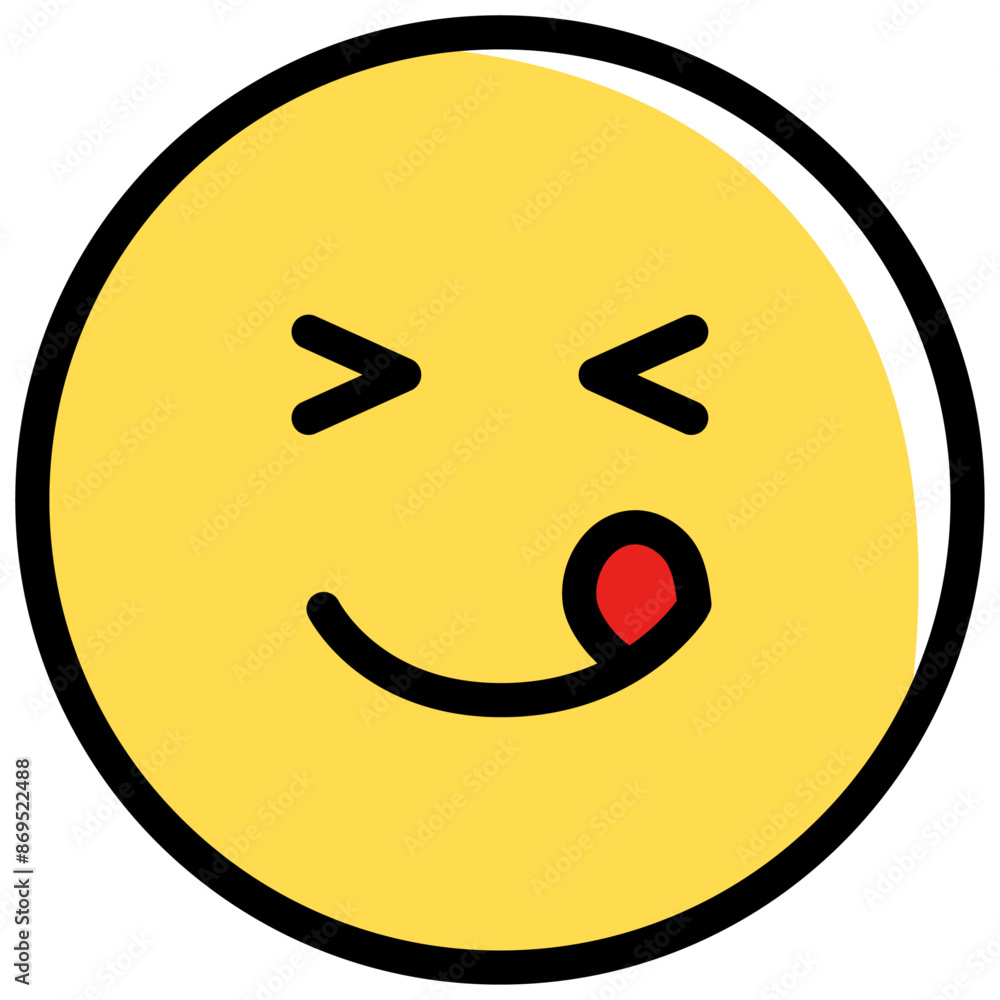 Expressive emoji icon of laughing with tongue out . Vector illustration isolated on a white background. Expressive emoji icon of laughing with tongue out . Vector illustration isolated on a white background.