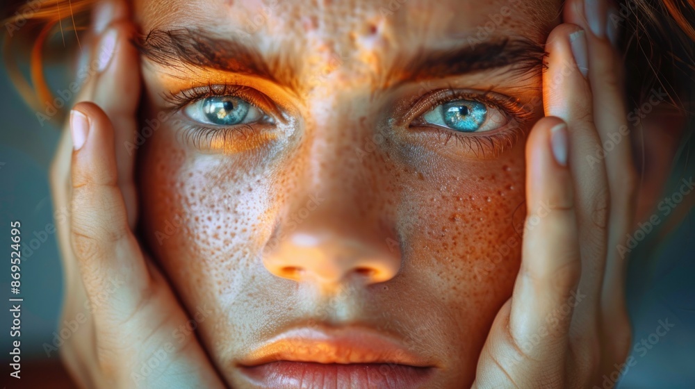 Teenager worry about acne and easily irritated skin conditions. Teenager worry about acne and easily irritated skin conditions.