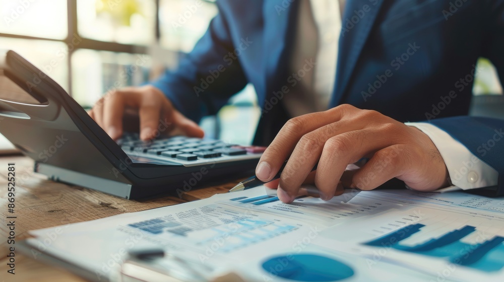 Accountant working on financial reports in a European firm Accountant working on financial reports in a European firm