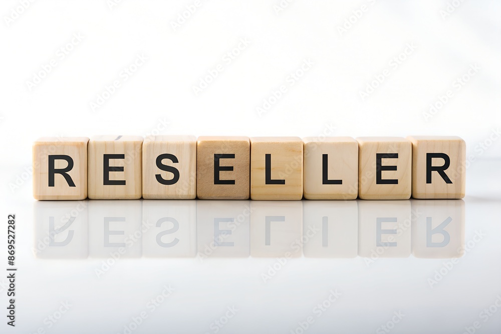 RESELLER word from building blocks on a white background RESELLER word from building blocks on a white background
