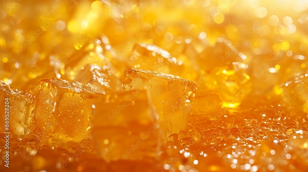 Close Up of Golden Honeycomb Texture in Warm Lighting Close Up of Golden Honeycomb Texture in Warm Lighting