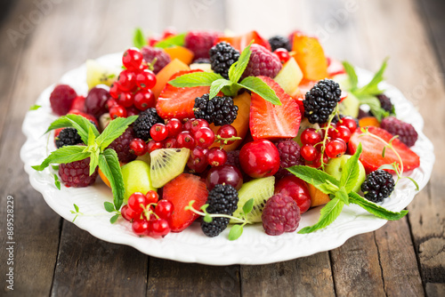 Fresh fruit salad on the plate