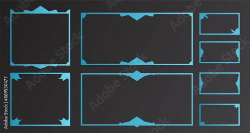 Set of frame game, live stream interface. Abstract digital user interface