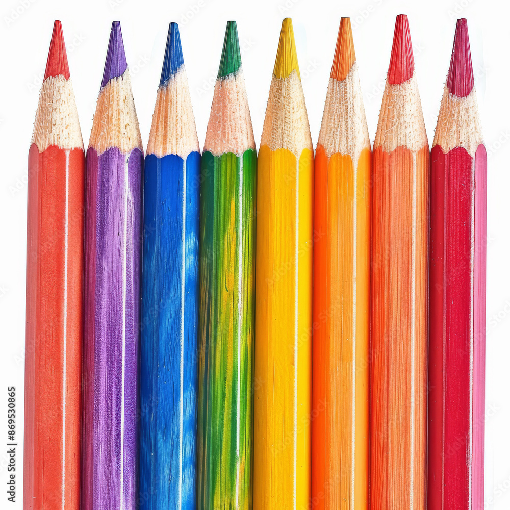 A set of parallel colored pencils drawing strokes, isolated on a white background. A set of parallel colored pencils drawing strokes, isolated on a white background.