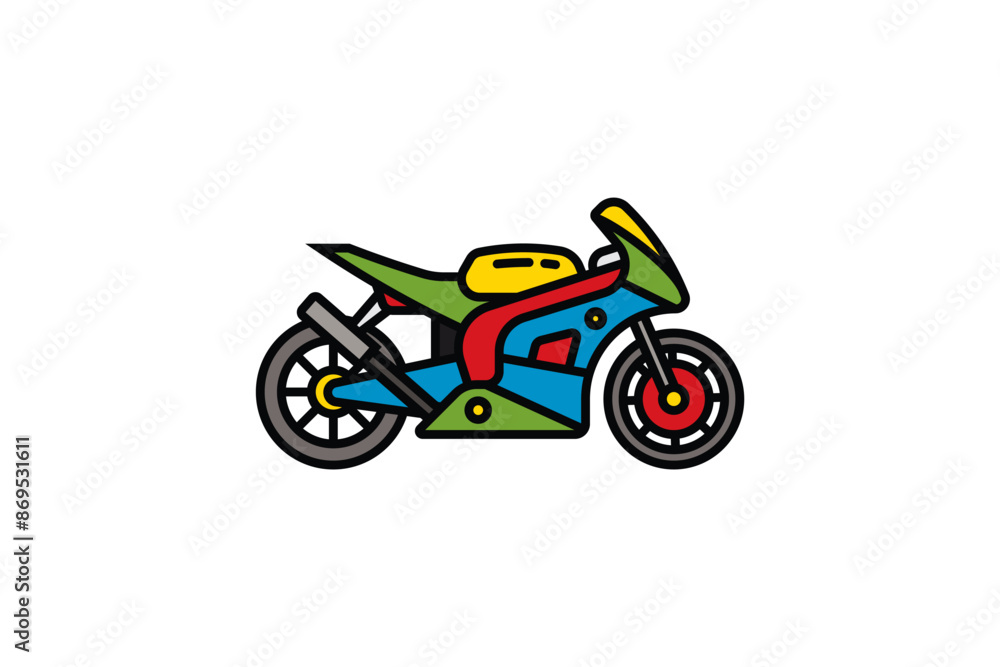 Original vector illustration. The contour icon of a racing sports motorcycle. Superbike. Original vector illustration. The contour icon of a racing sports motorcycle. Superbike.