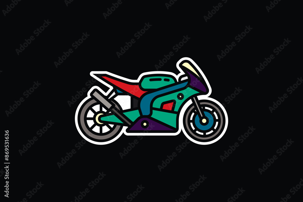 Obraz premium Original vector illustration. The contour icon of a racing sports motorcycle. Superbike.