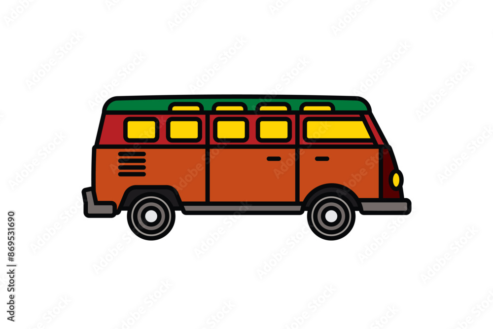 Original vector illustration. An old travel van. A contour icon. Original vector illustration. An old travel van. A contour icon.