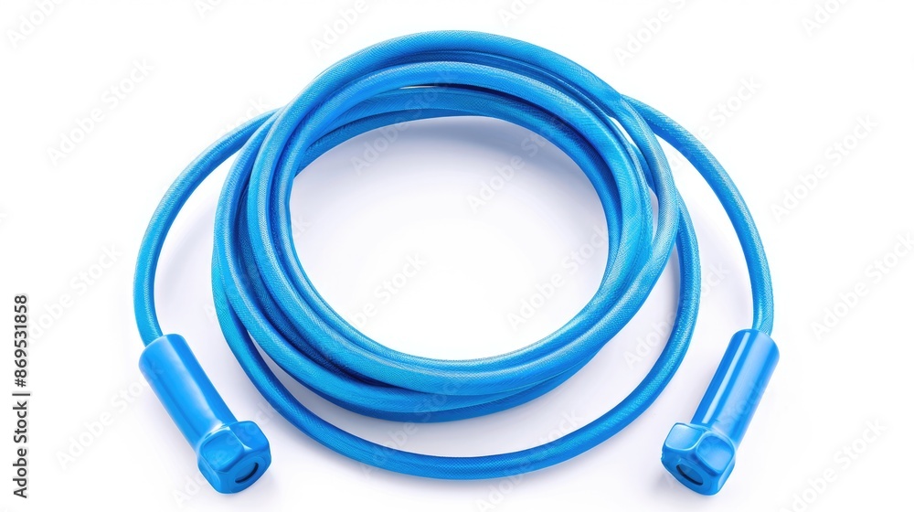 Fitness Jump Rope. Blue Skipping Rope for Exercise and Leisure, Isolated on White Background Fitness Jump Rope. Blue Skipping Rope for Exercise and Leisure, Isolated on White Background