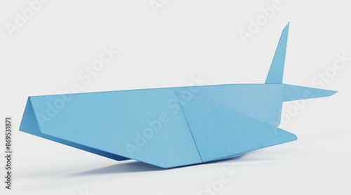 Realistic 3D Render of Paper Whale