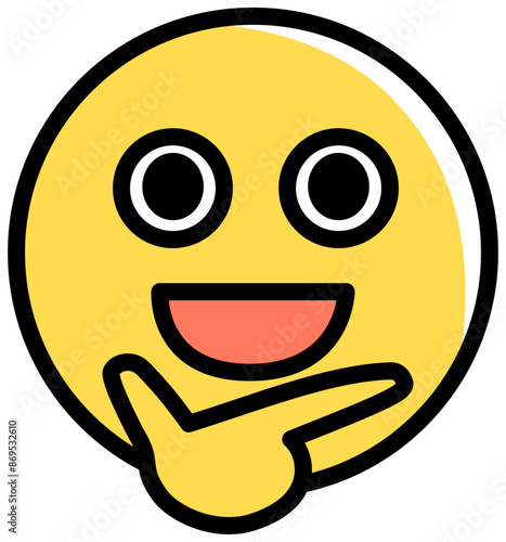 Yellow emoji icon of something good noticed. Vector illustration isolated on a transparent background.