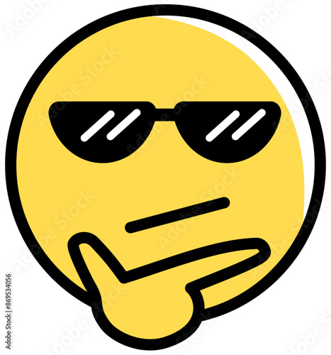 Scheming face emoji wearing sunglasses. Vector illustration isolated on a transparent background.