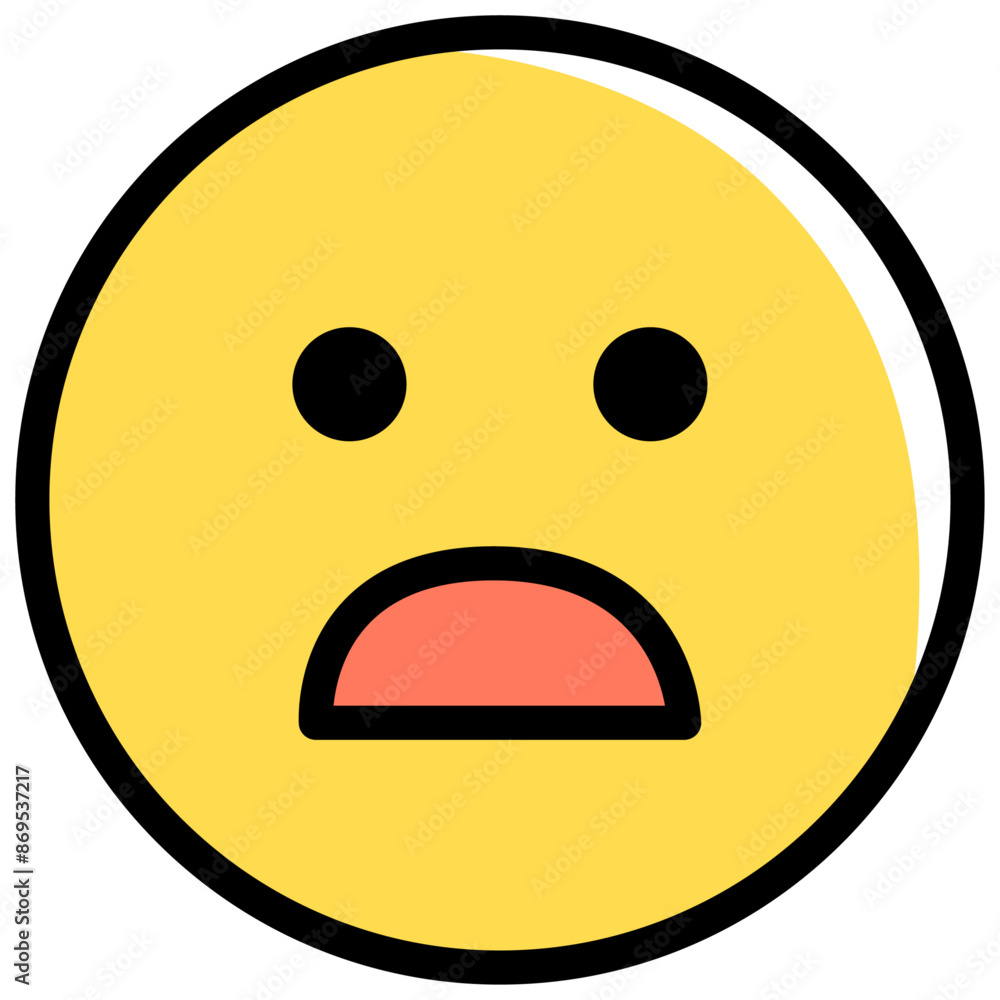 Fototapeta premium Shocked expression, yellow emoji. Vector illustration isolated on a transparent background.