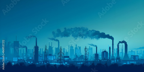 Greenhouse gas emissions and pollution from factory background - Ai Generated